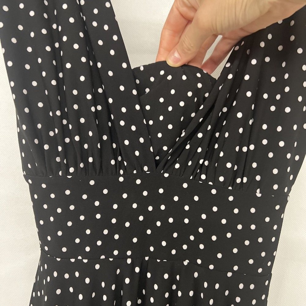 RETRO White House Black Market Sleeveless Black White Polka Dot Dress size 2 XS - Picture 5 of 5